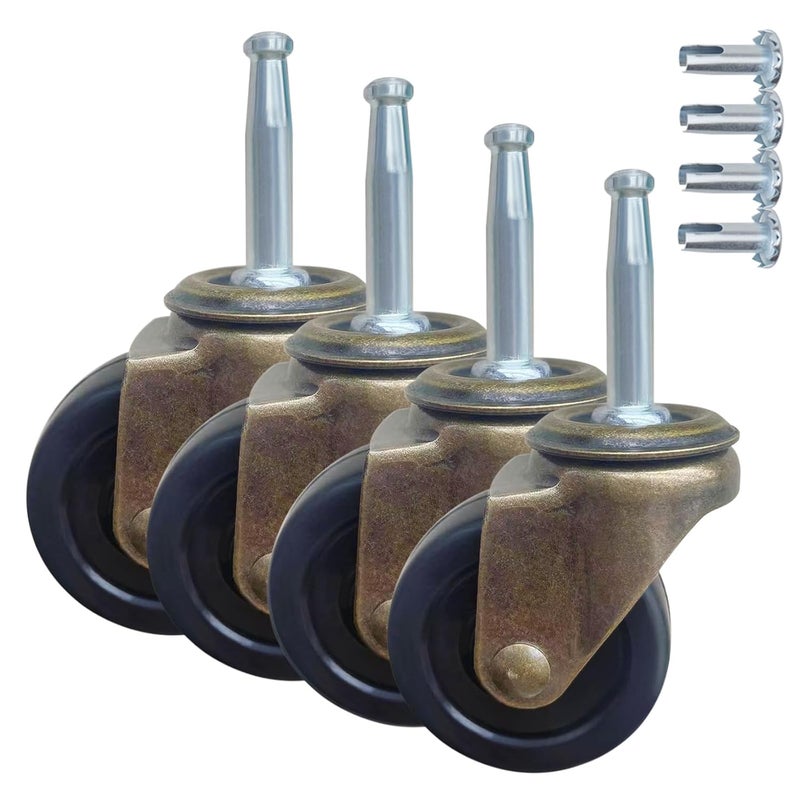 BAISASY 2.0 Inch Antique Caster Wheels, Furniture Caster 5/16 Inch x 1-1/2 Inch (8 x 38mm) for Furniture Sofa Chair Cabinet Set of 4 - Image 1